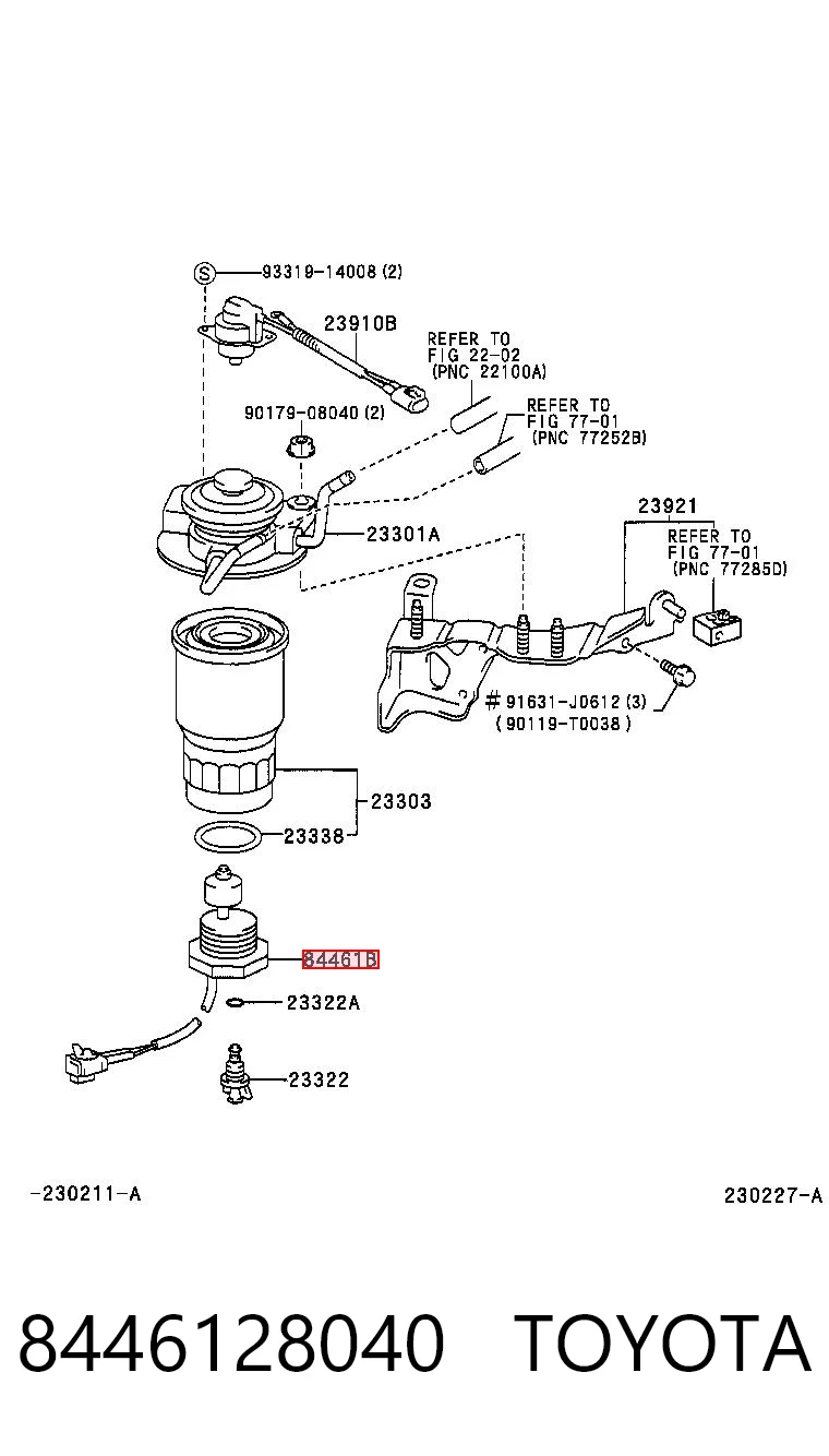 8446128040 Toyota Sensor de nivel de agua del filtro de combustible