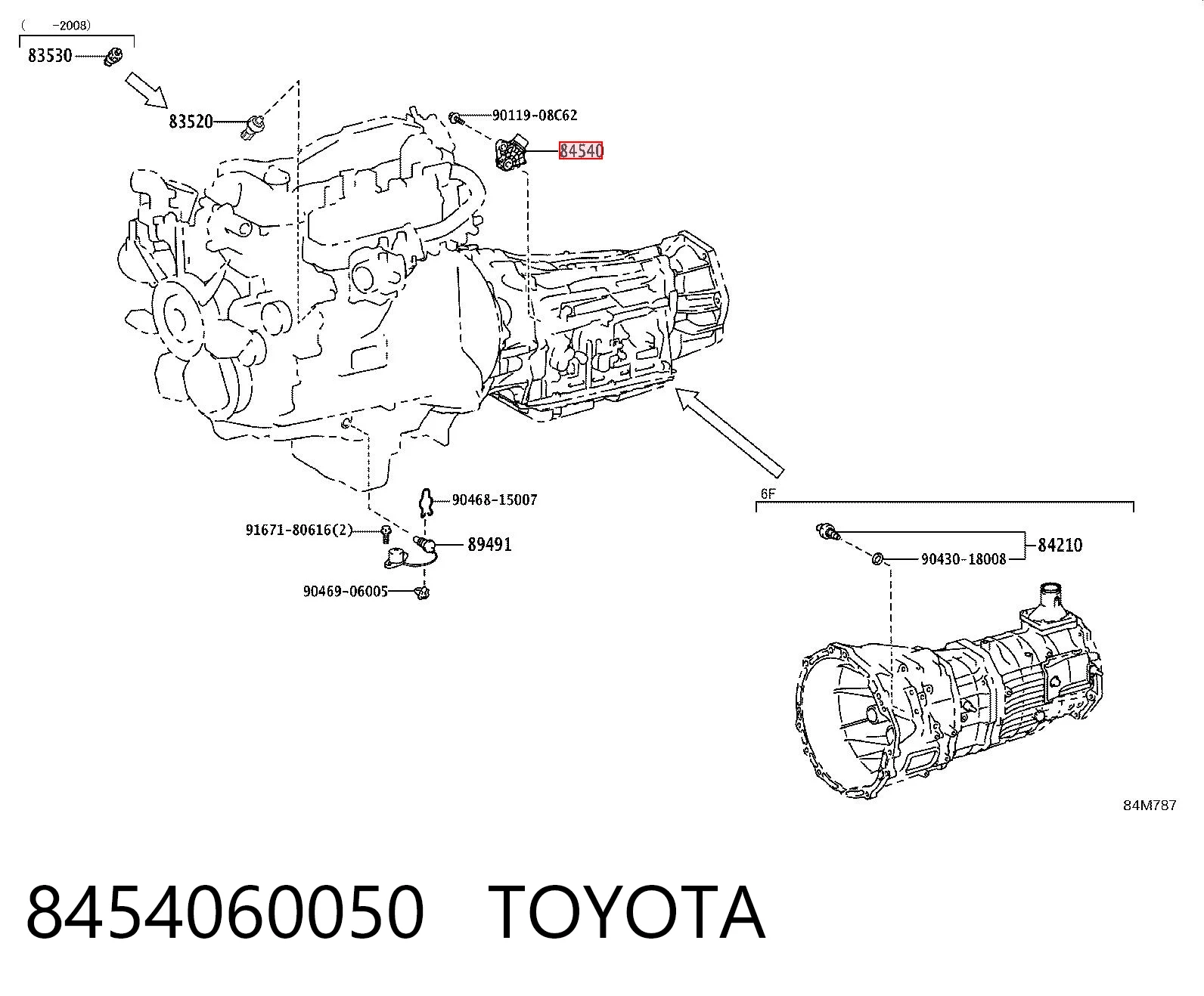 8454060050 Toyota Sensor de posición del selector de la transmisión automática