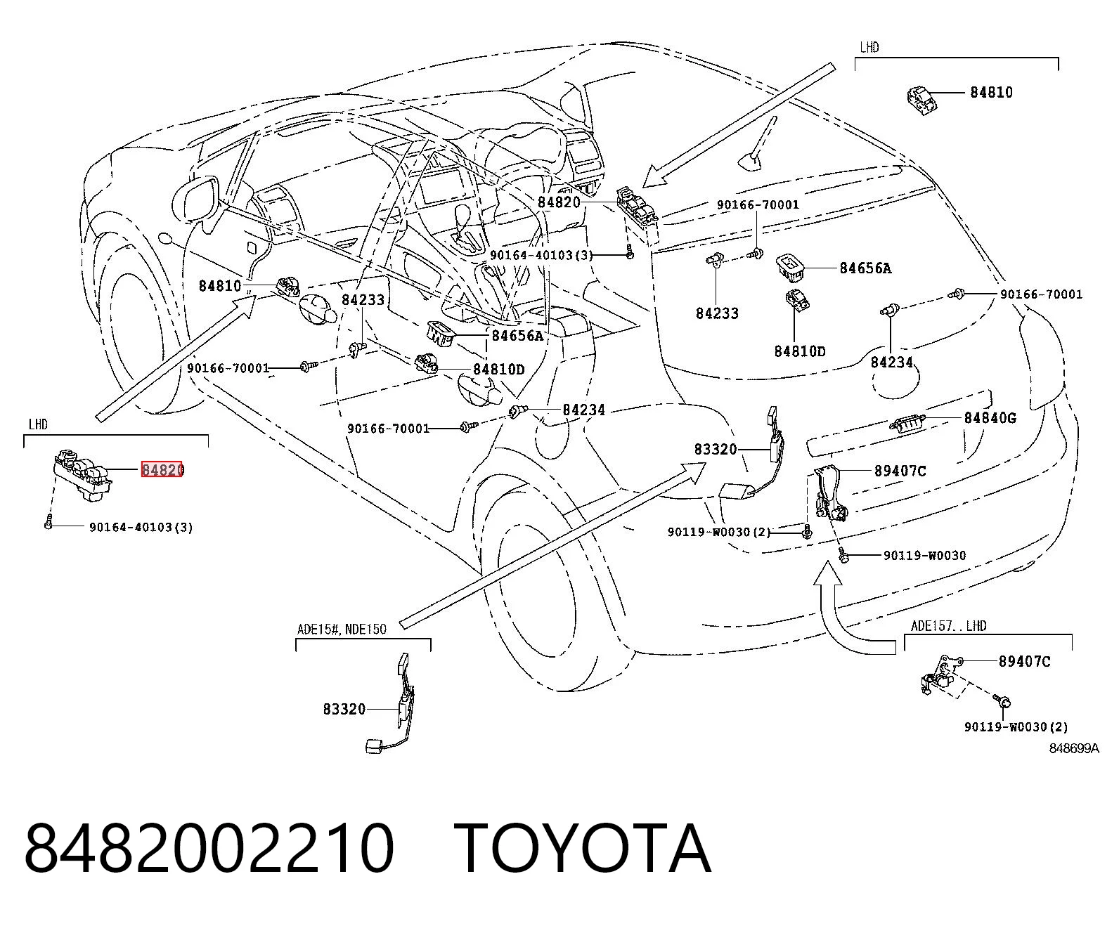 8482002210 Toyota Unidad de control de elevalunas delantera izquierda