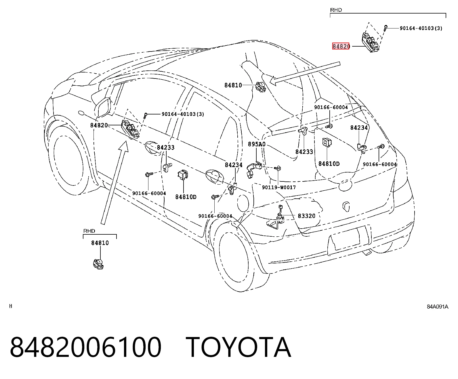 8482006100 Toyota Unidad de control de elevalunas delantera izquierda