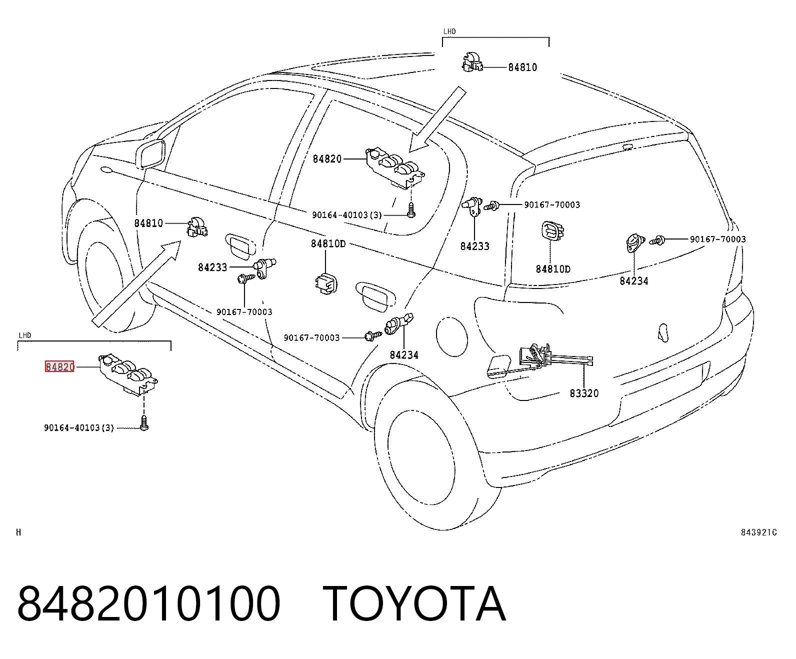 8482010100 Toyota Unidad de control de elevalunas de la consola central
