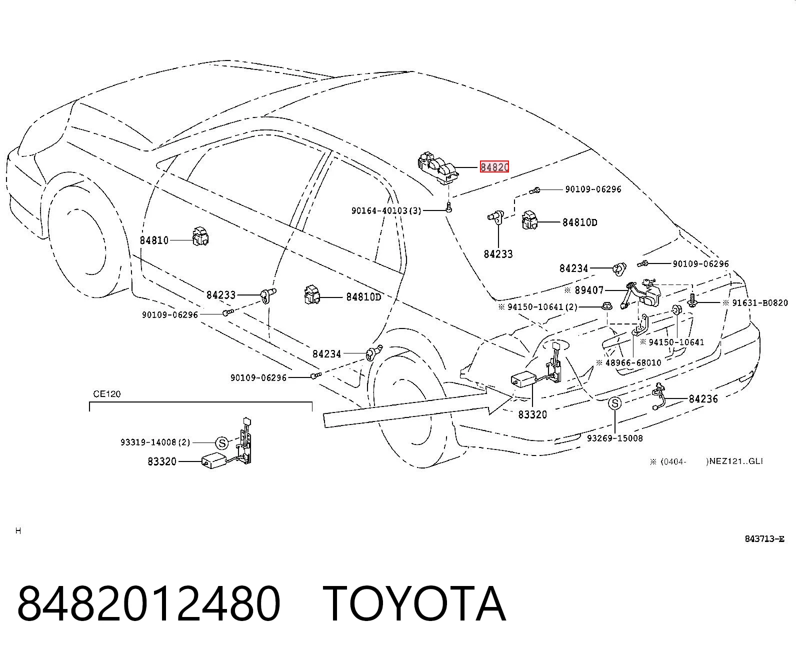 8482012480 Toyota Unidad de control de elevalunas de la consola central
