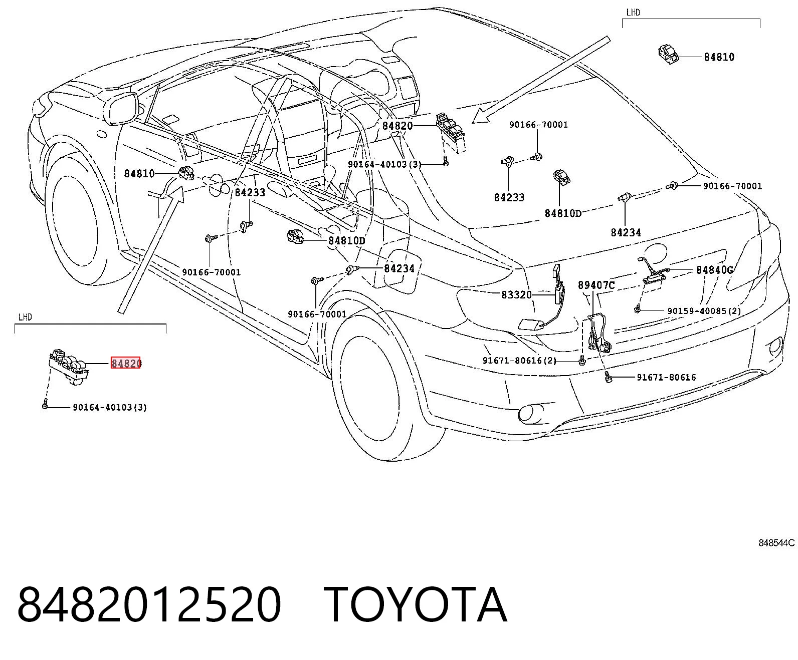 8482012520 Toyota Unidad de control de elevalunas delantera izquierda