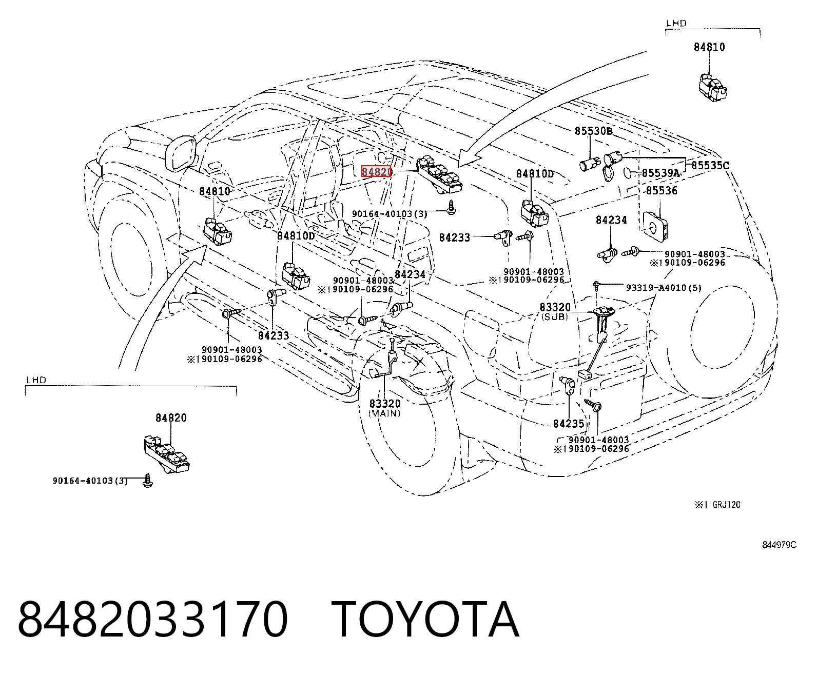 8482033170 Toyota Unidad de control de elevalunas delantera izquierda