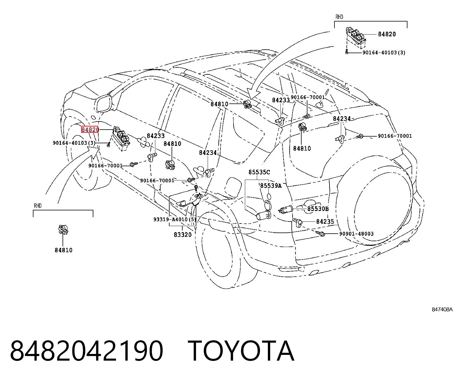 8482042190 Toyota Unidad de control de elevalunas delantera izquierda