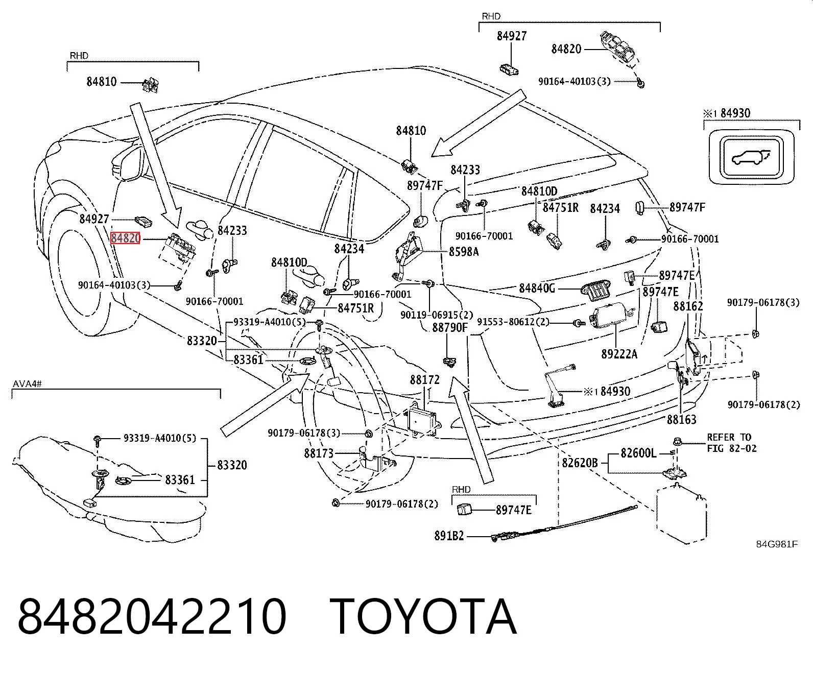 8482042210 Toyota Unidad de control de elevalunas de la consola central