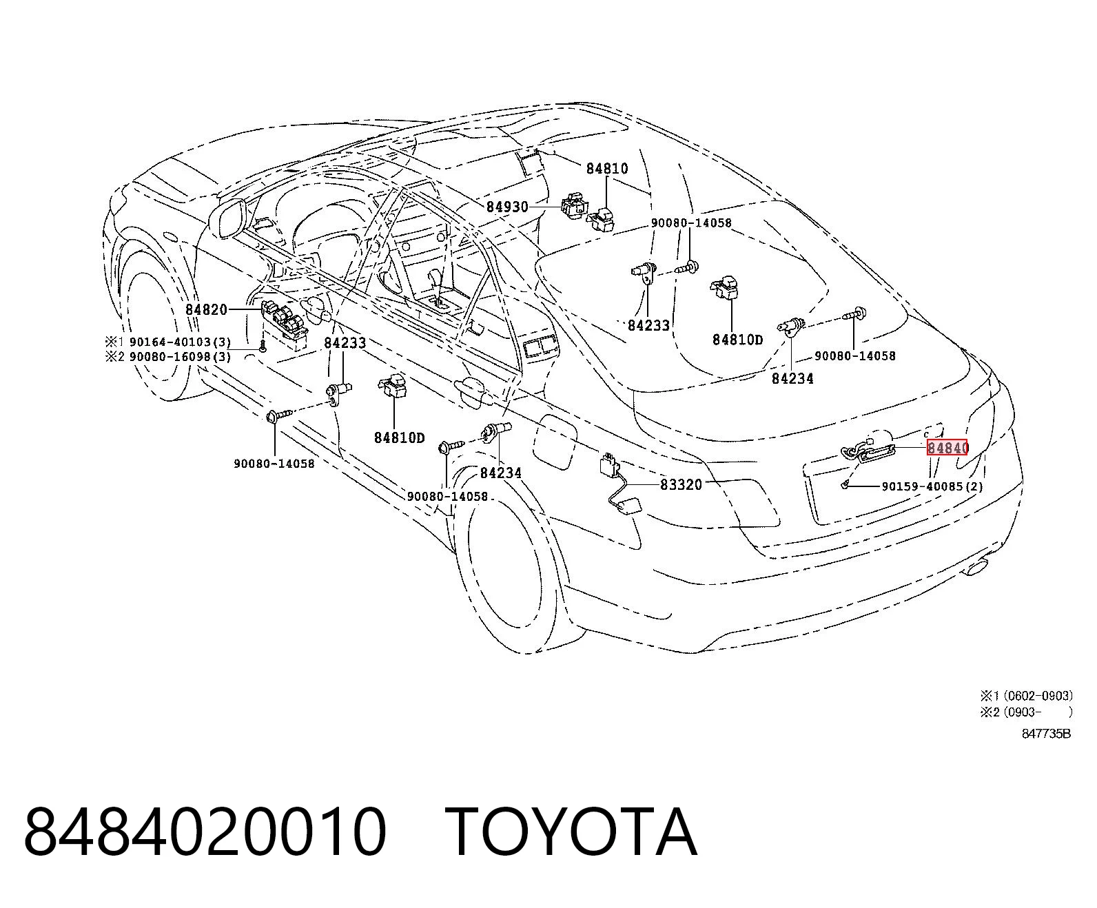 8484020010 Toyota Botón de accionamiento del cierre de la tapa del maletero (puerta trasera 3/5)