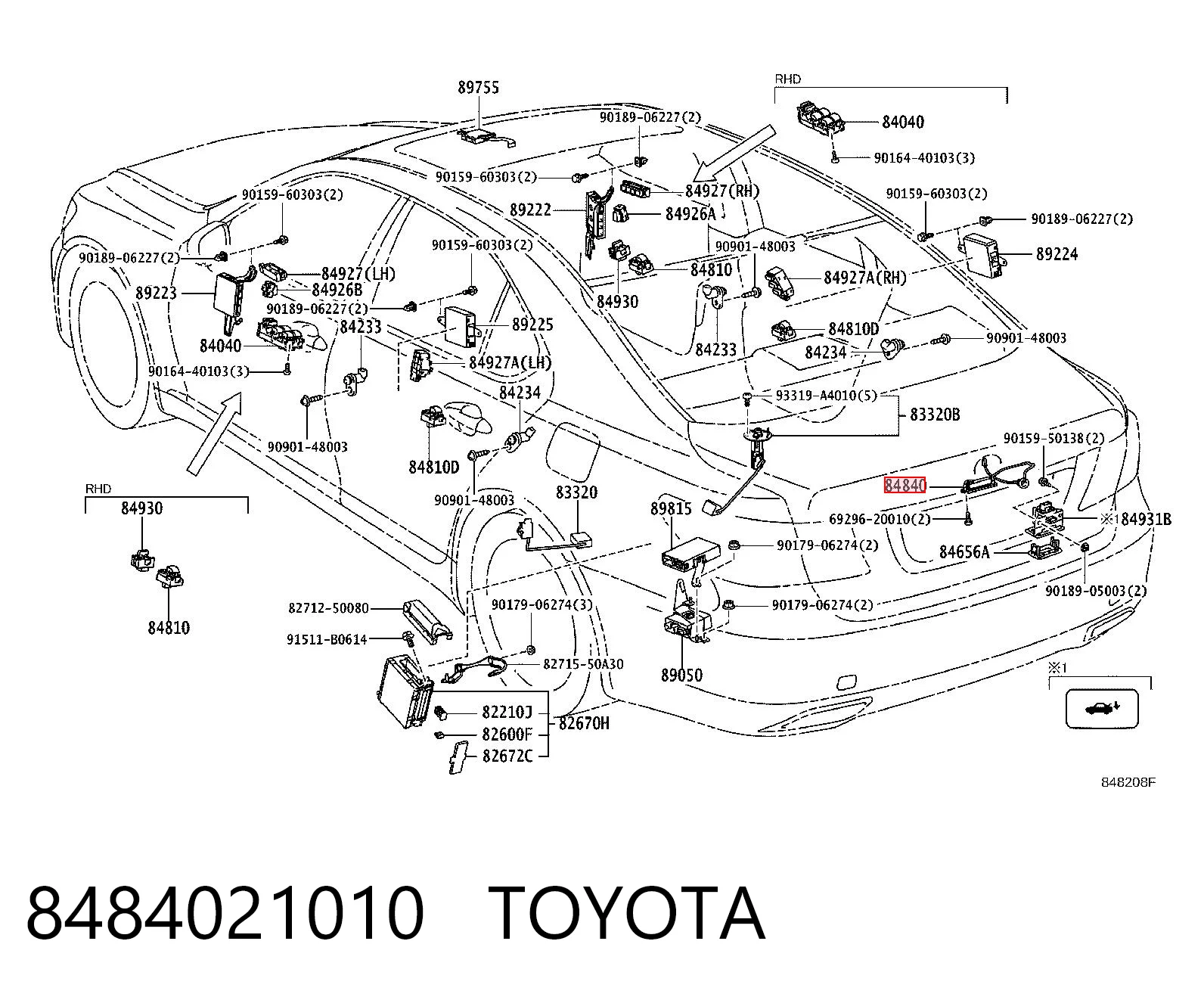 8484021010 Toyota Sensor de apertura de la tapa del maletero