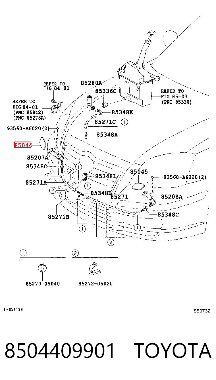 8504409901 Toyota Tapa de boquilla lavafaros delantero