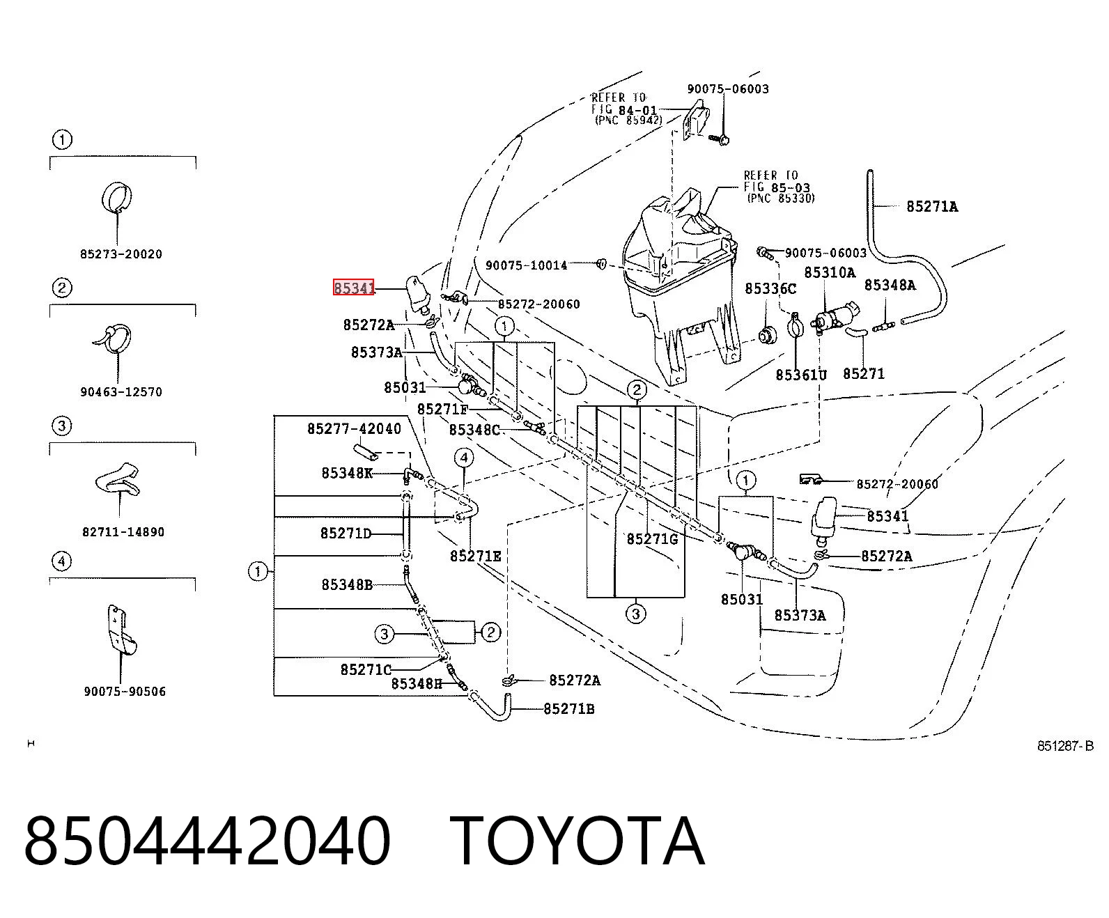 8504442040 Toyota Boquilla del lavador de faros delanteros