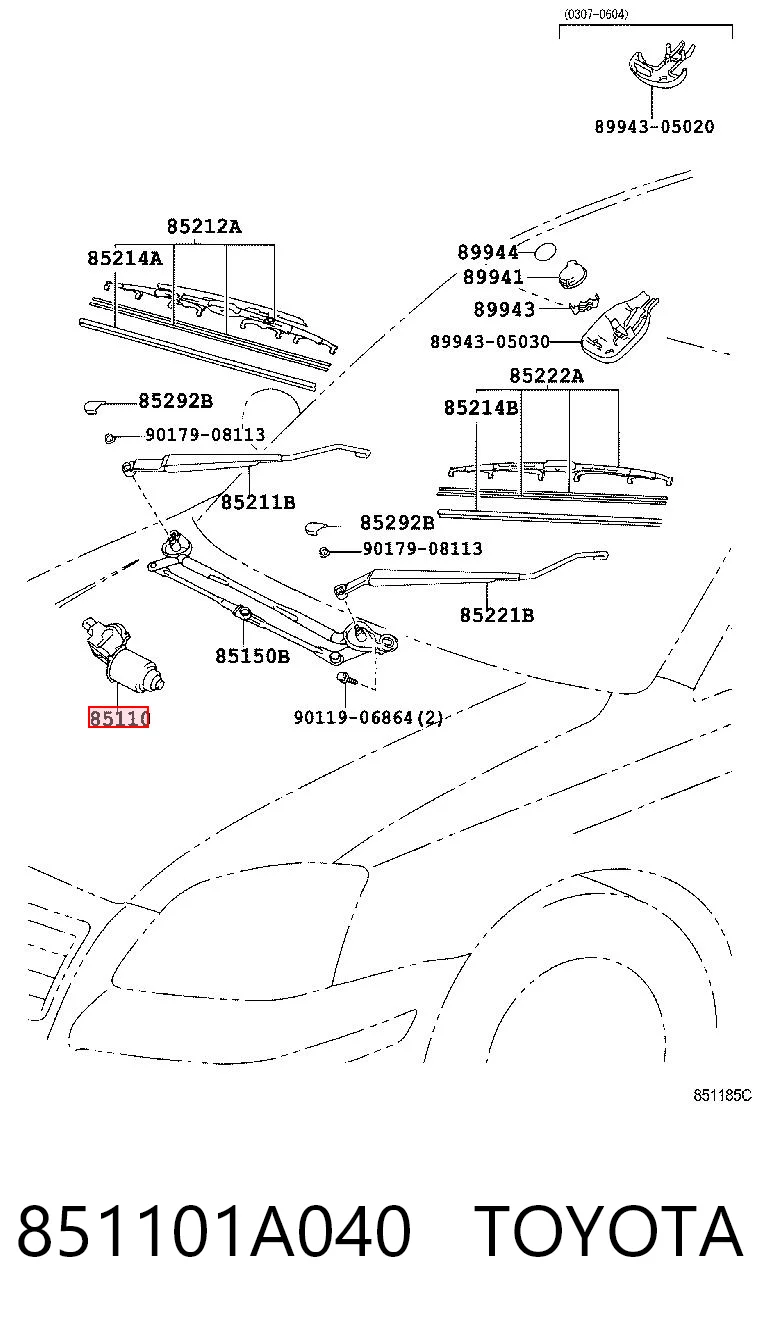 851101A040 Toyota Motor del limpiaparabrisas