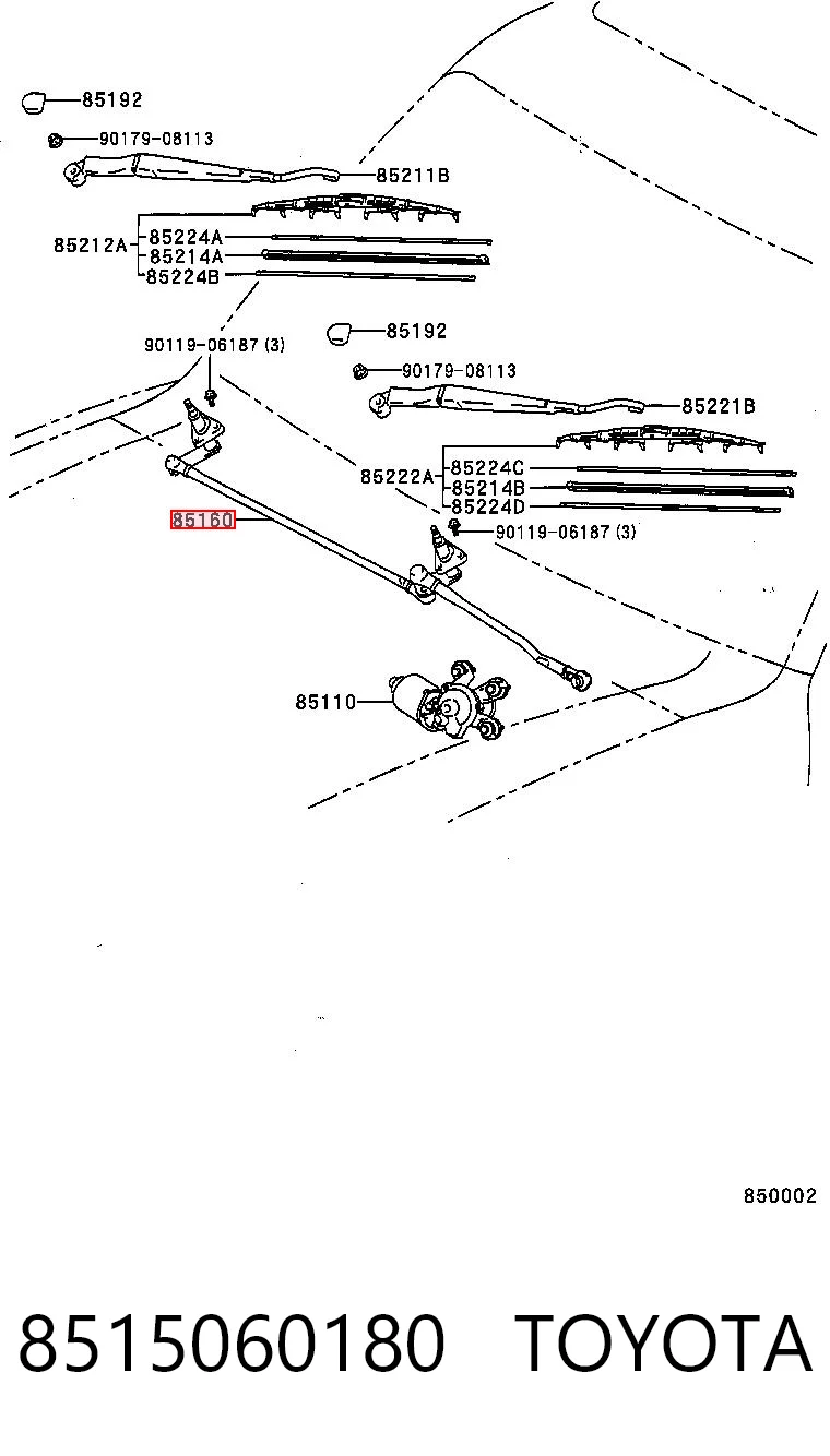 8515060180 Toyota Varillaje de limpiaparabrisas