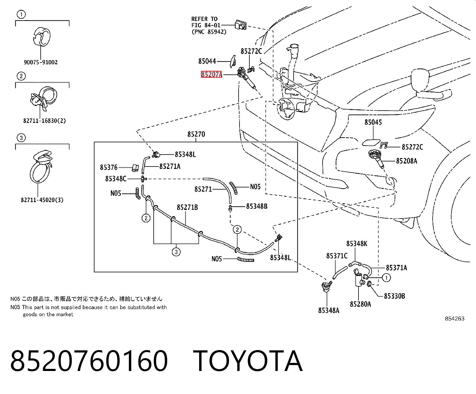 8520760160 Toyota Boquilla lavafaros delantera derecha