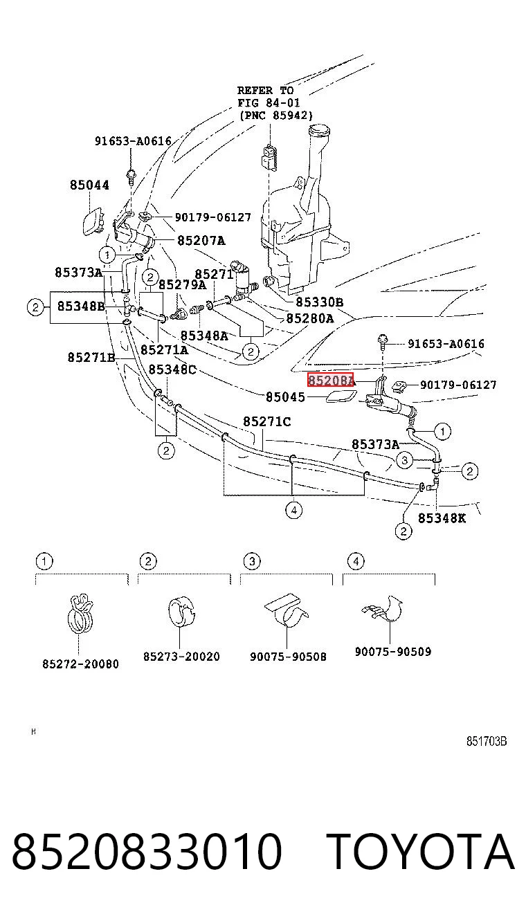 8520833010 Toyota Boquilla lavafaros, delantera izquierda