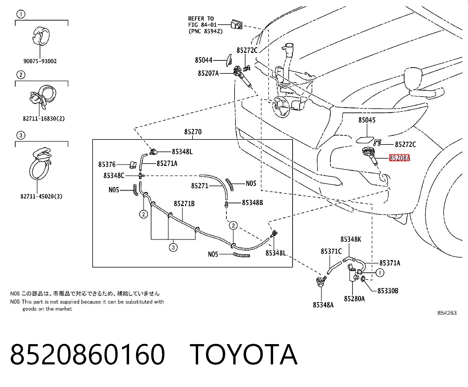 8520860160 Toyota Boquilla lavafaros, delantera izquierda