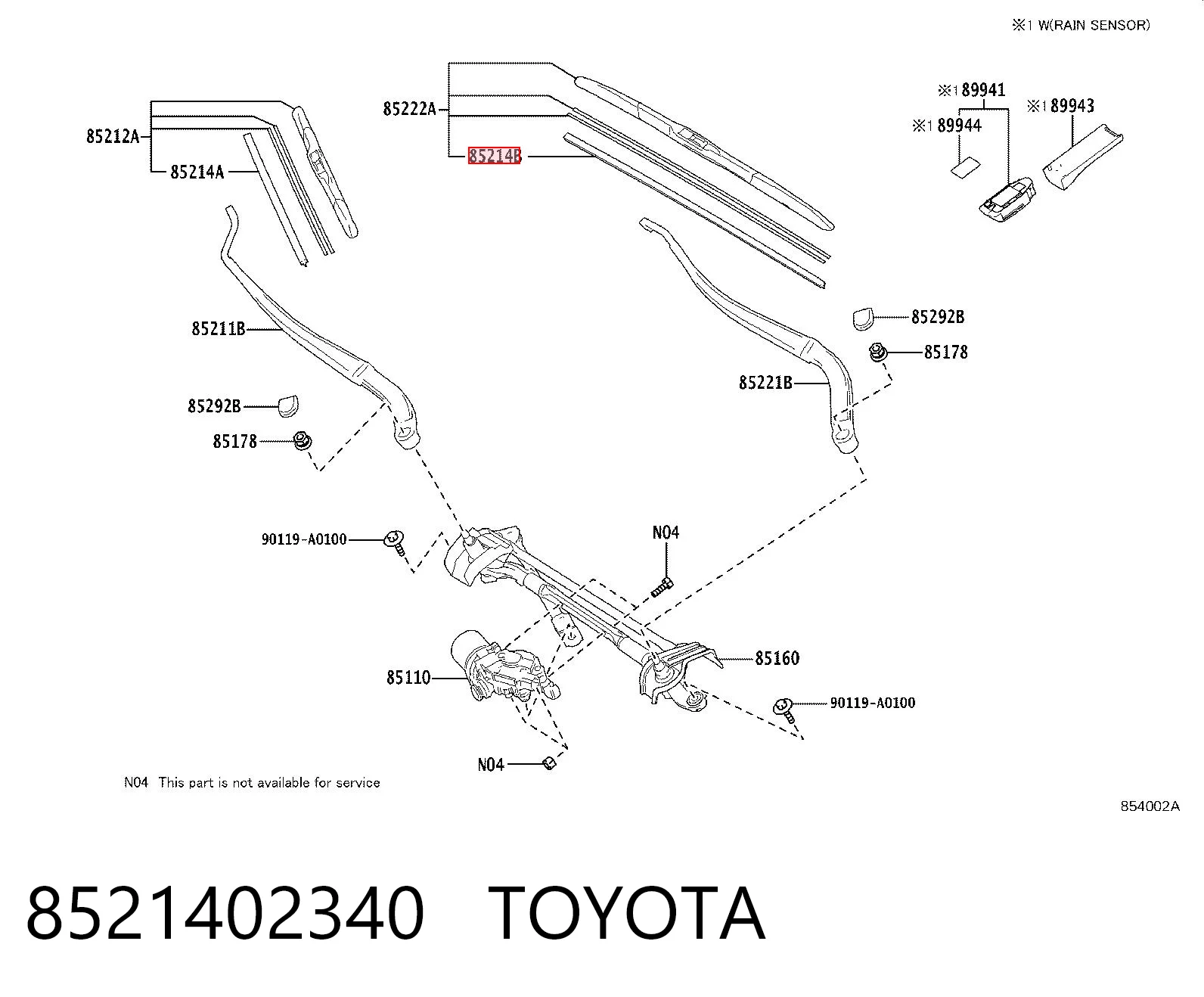 8521402340 Toyota Limpiaparabrisas delantera conductor