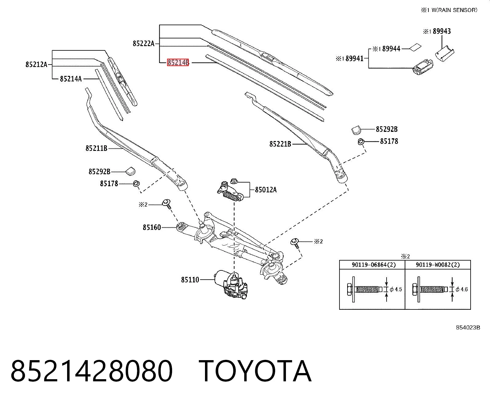 8521428080 Toyota Limpiaparabrisas delantera conductor