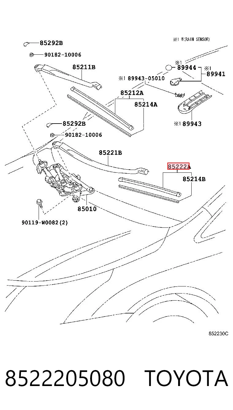 8522205080 Toyota Limpiaparabrisas delantera conductor
