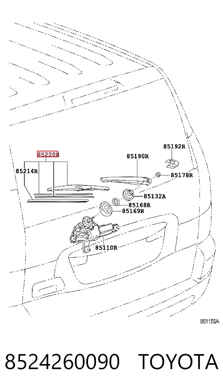 8524260090 Toyota Limpiaparabrisas trasero