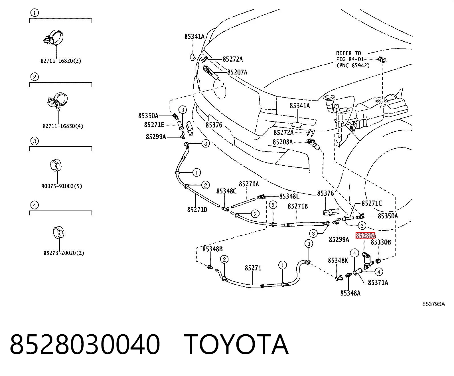 8528030040 Toyota Bomba-motor de lavafaros