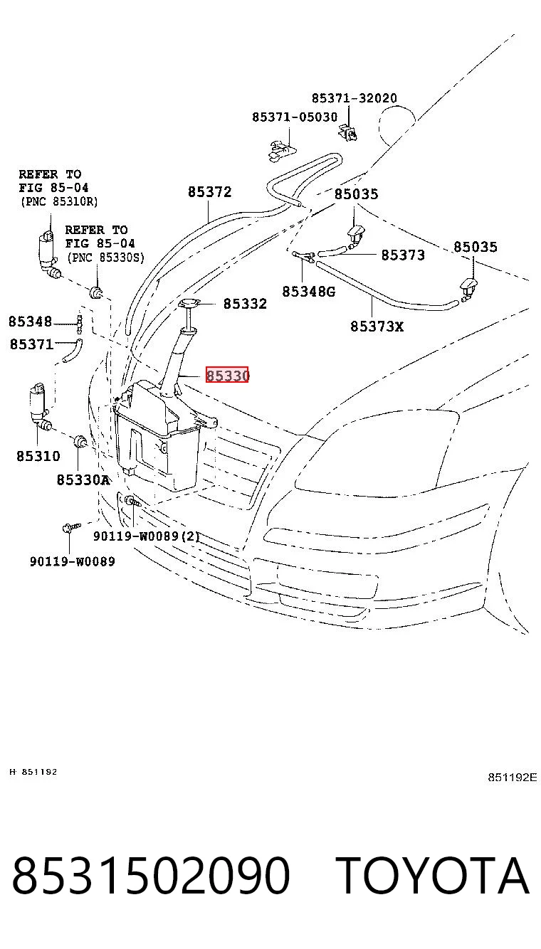 8531502090 Toyota Botella limpiaparabrisas