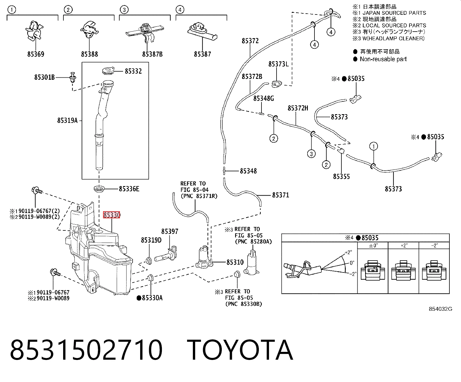 Comprar Depósito de líquido limpiaparabrisas Toyota Corolla E21 a bajo precio