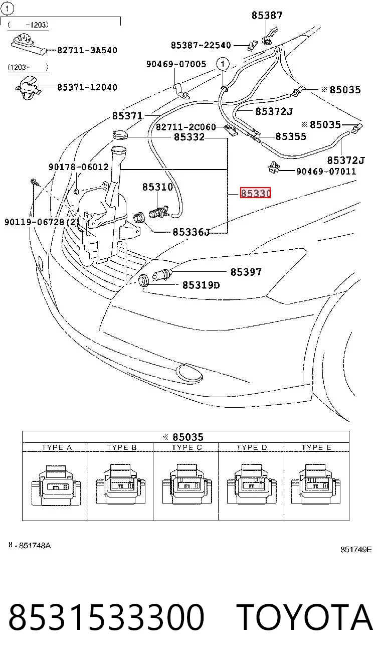 8531533300 Toyota Botella limpiaparabrisas