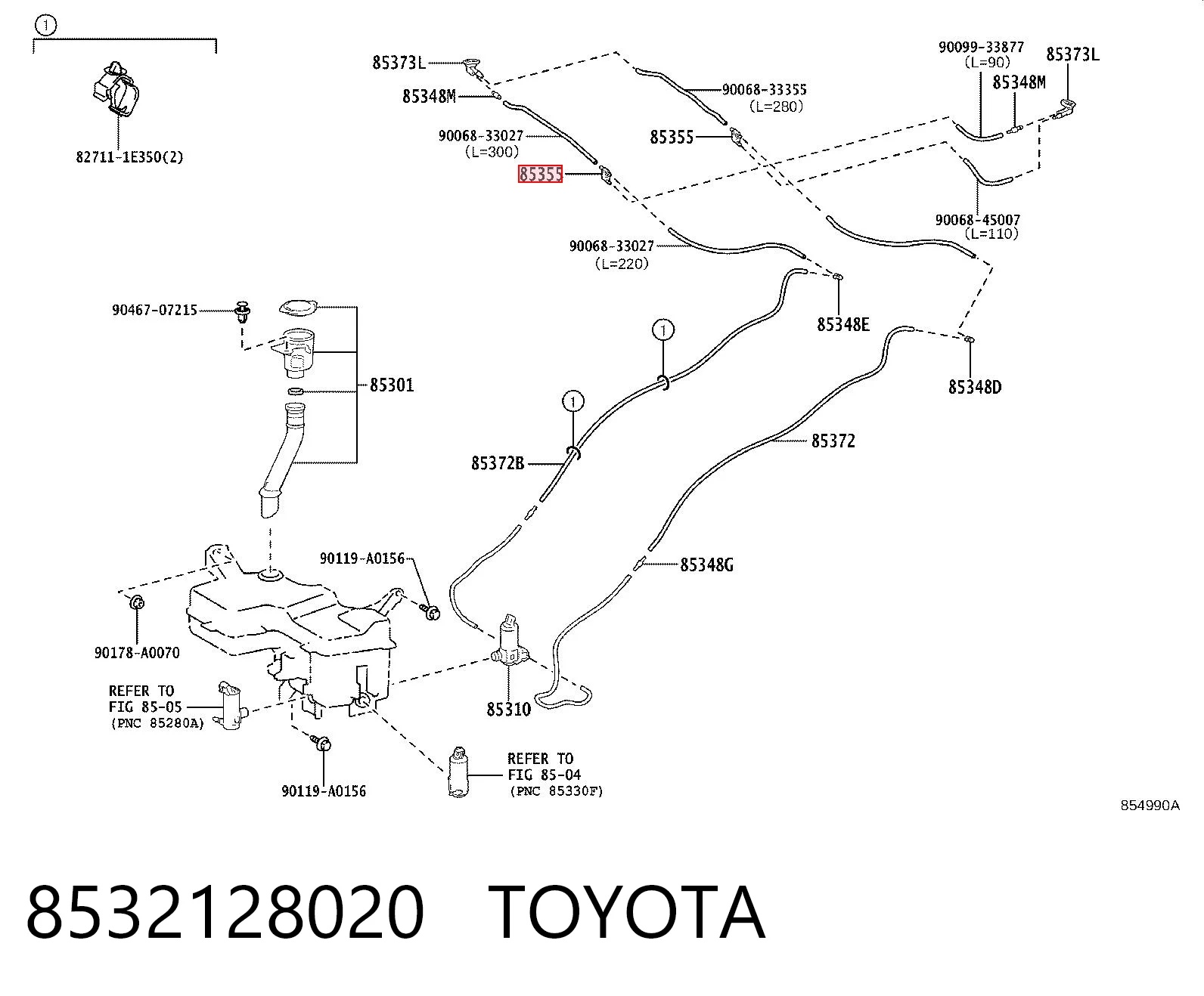 8532128020 Toyota T de la lavadora de parabrisas