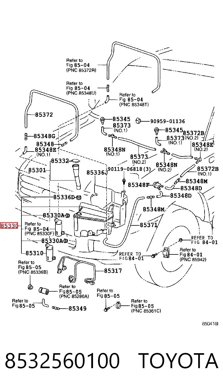 Botella limpiaparabrisas para Toyota Land Cruiser 100 J10