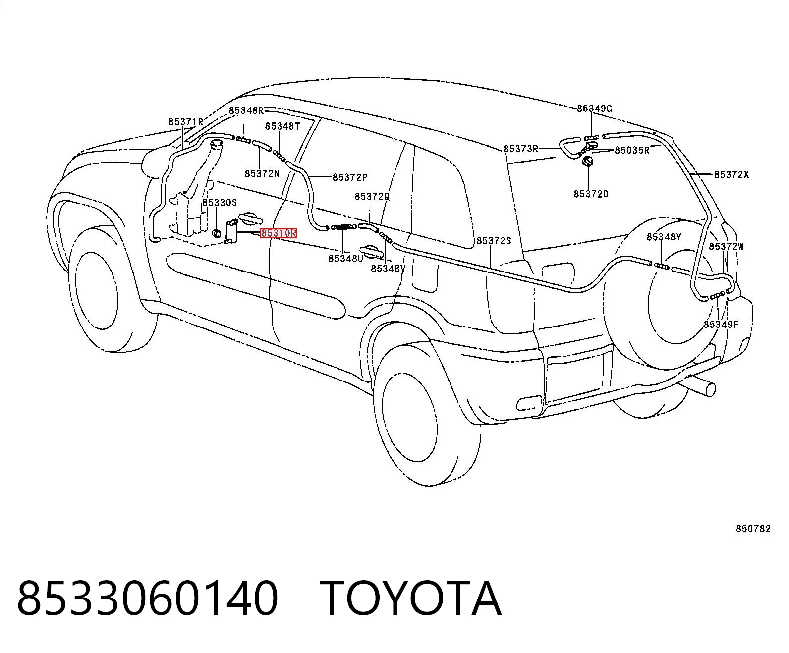 8533060140 Toyota Bomba-motor del lavaparabrisas trasero