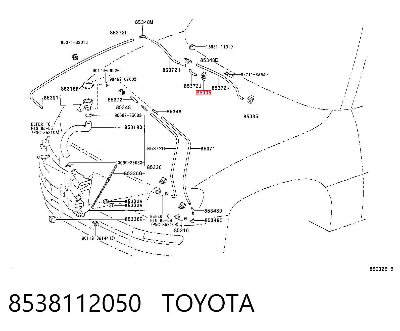 8538112050 Toyota Boquilla del lavaparabrisas