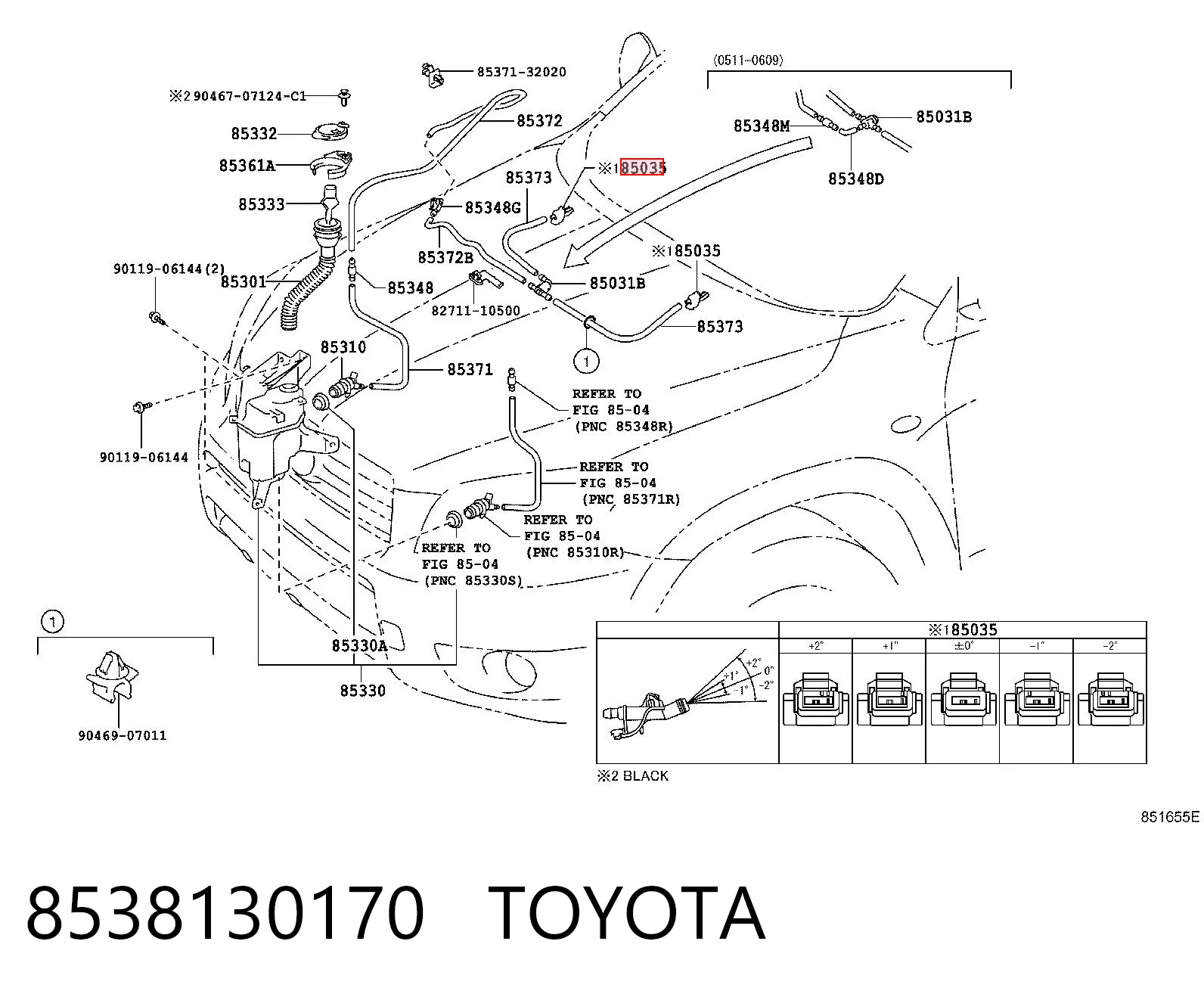 8538130170 Toyota Boquilla del lavaparabrisas