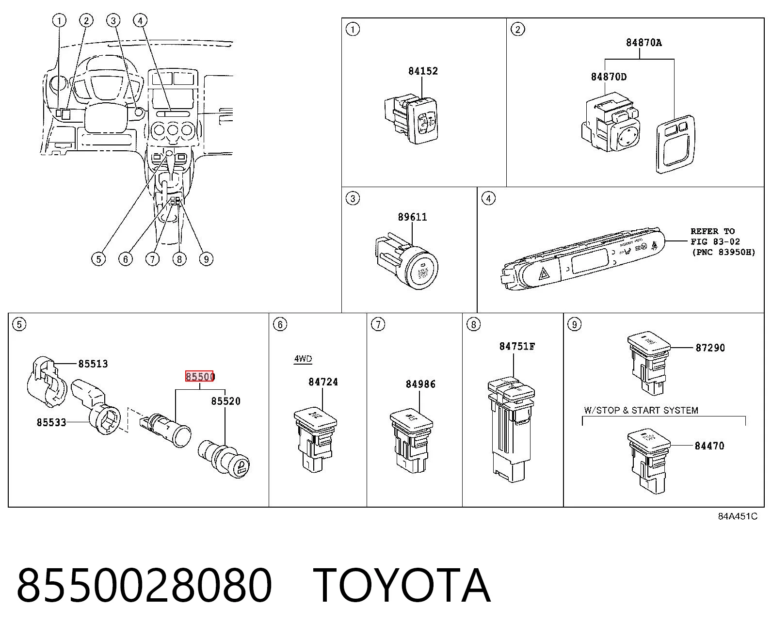 8550028080 Toyota Encendedor de cigarillos 