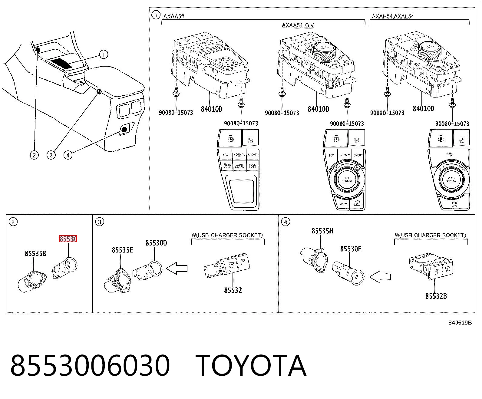 8553006030 Toyota Toma de encendedor de cigarrillos