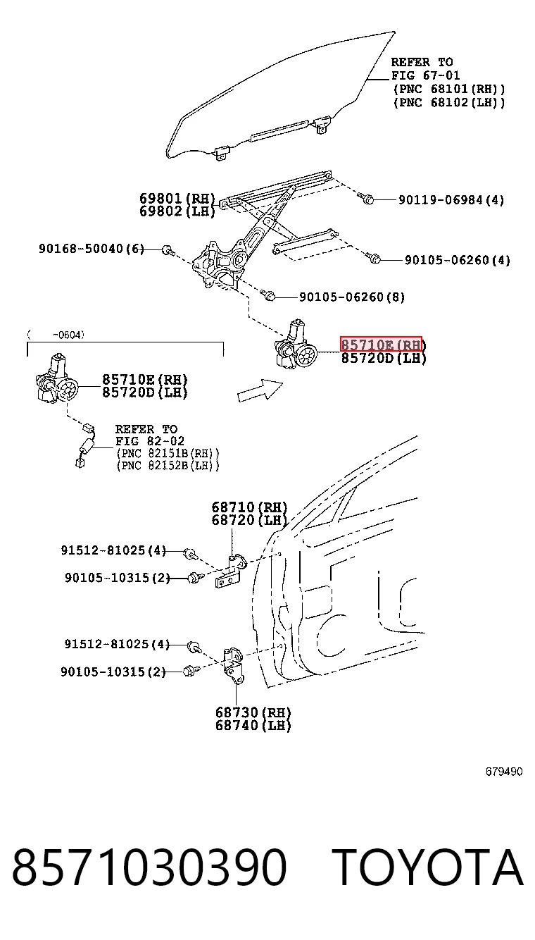 Mecanismo levanta, puerta delantera derecha para Lexus IS  E2