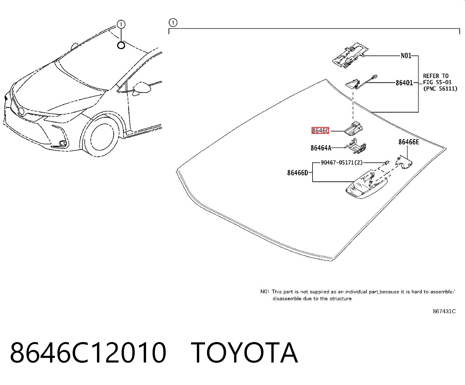 8646C12010 Toyota Cámara del sistema de visión