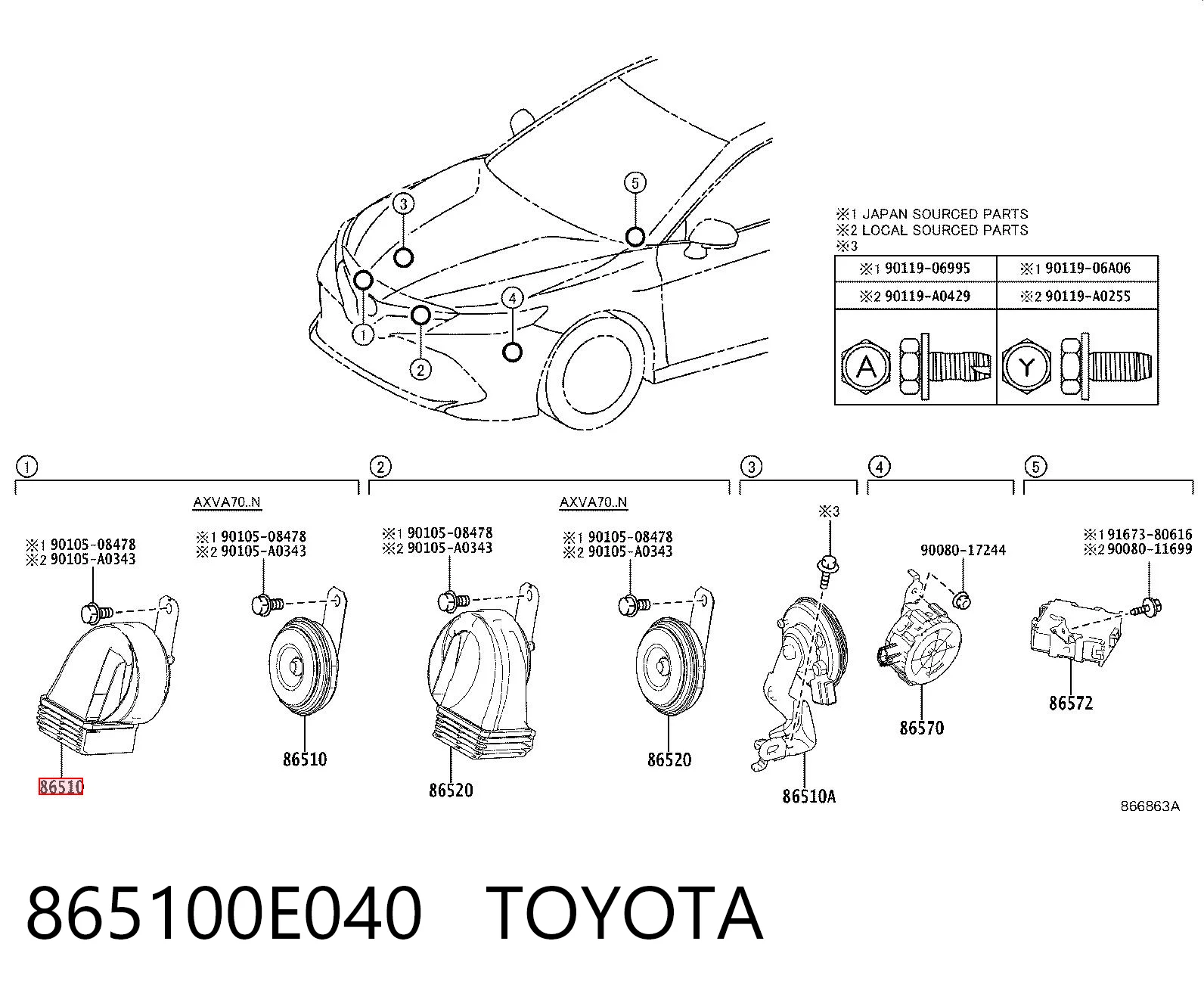 865100E040 Toyota Claxon