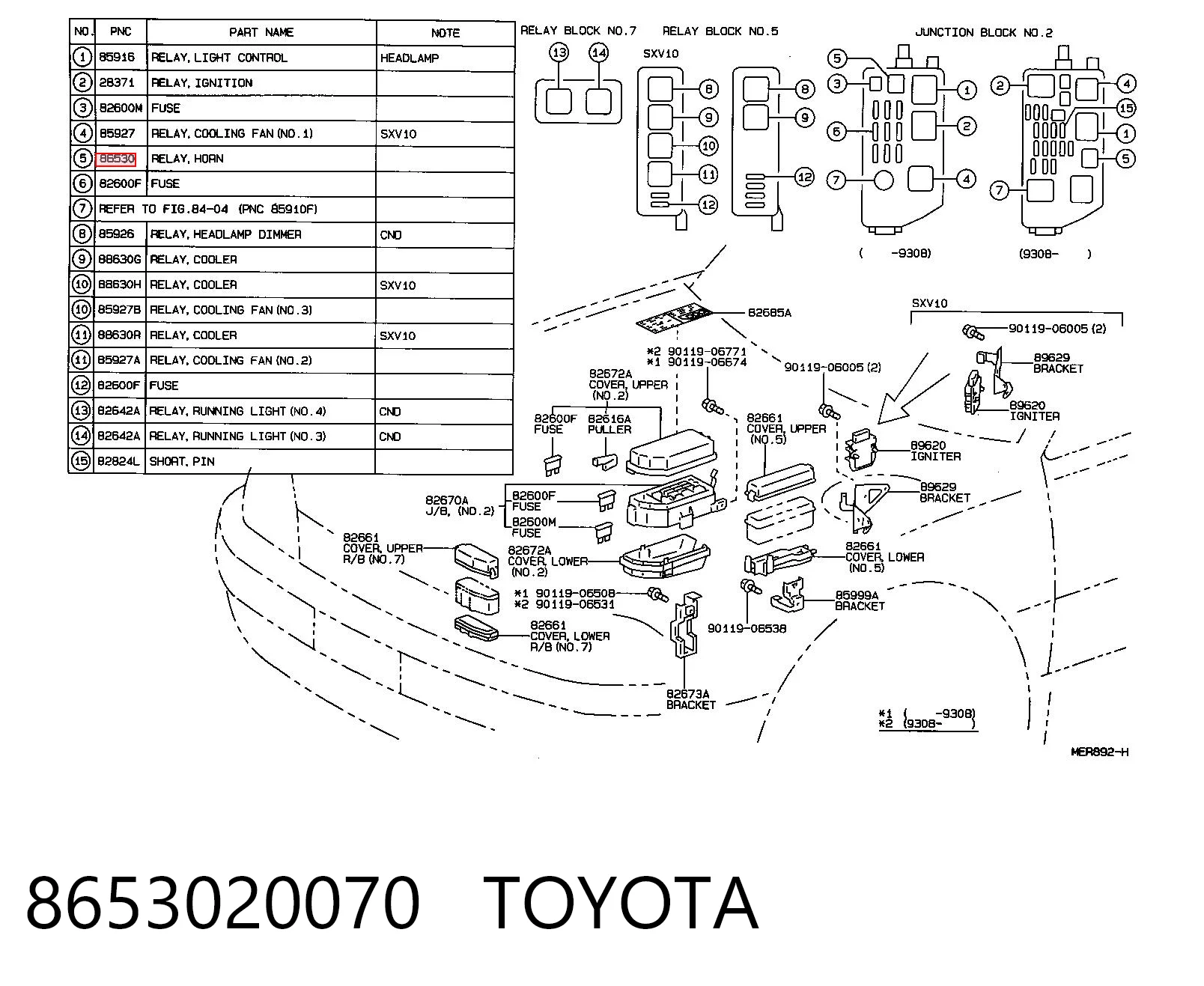 8653020070 Toyota Relé de bocina