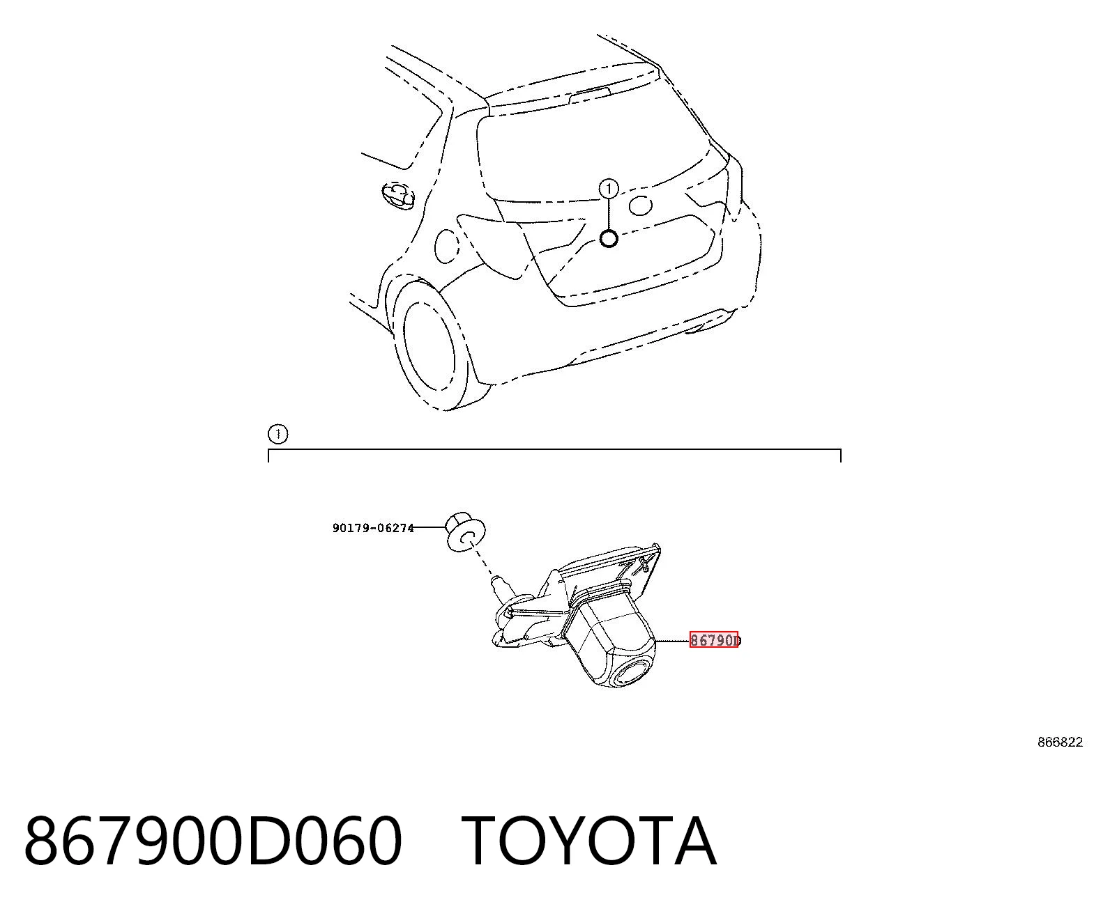 867900D060 Toyota Cámara del sistema de visión