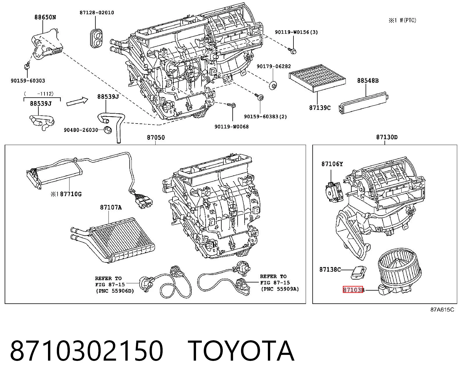 8710302150 Toyota Ventilador de habitáculo