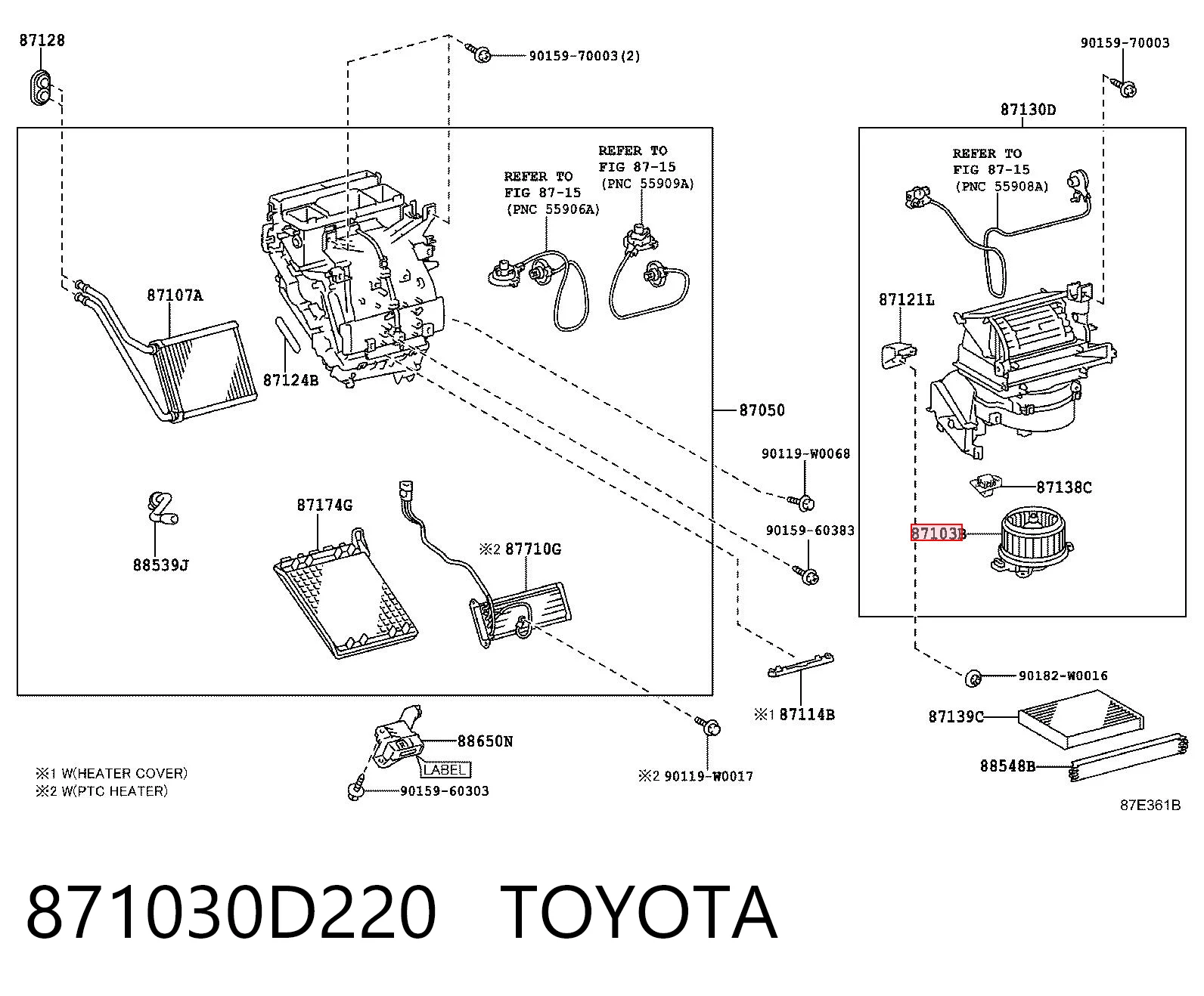 871030D220 Toyota Ventilador de habitáculo
