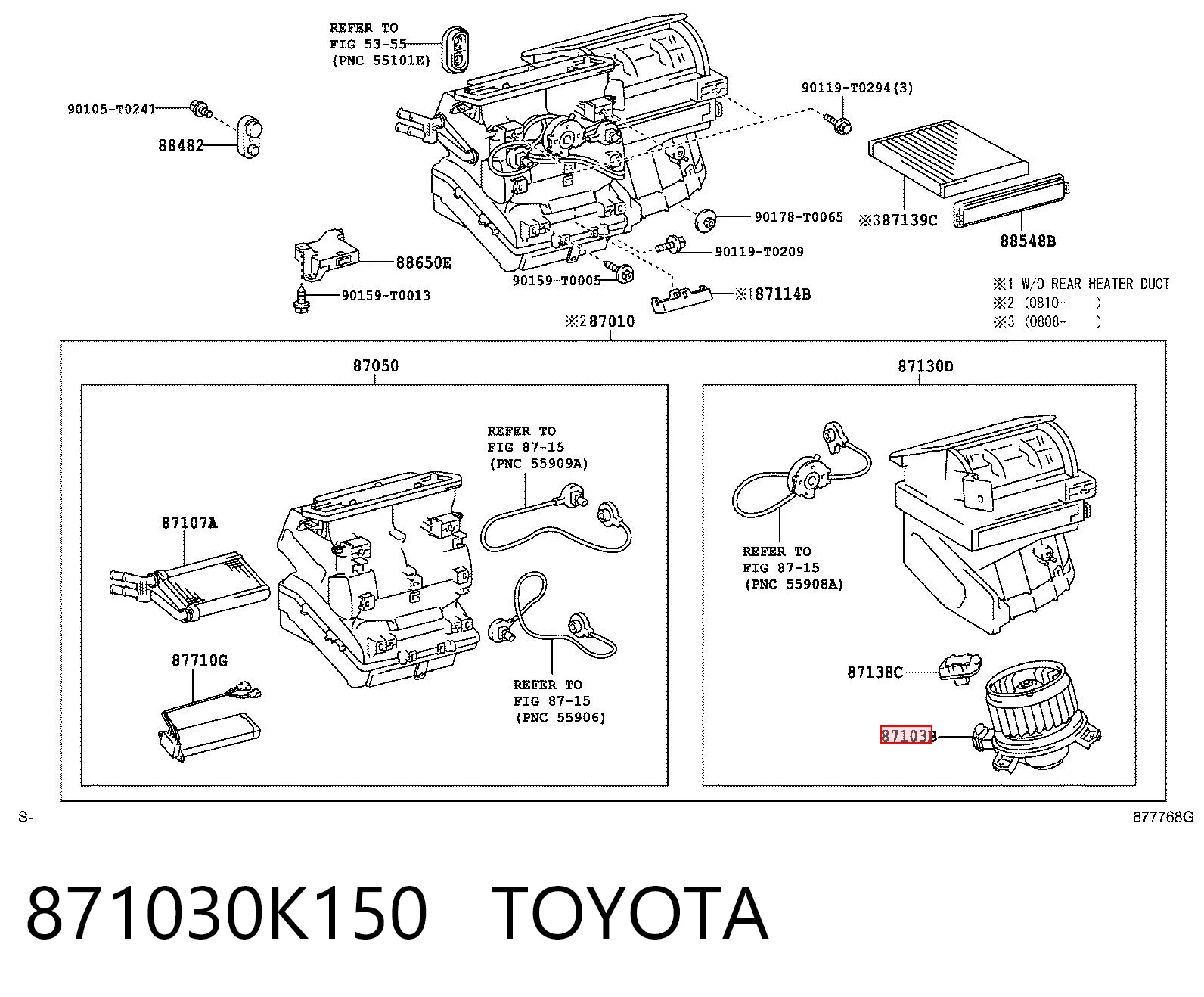 871030K150 Toyota Ventilador de habitáculo