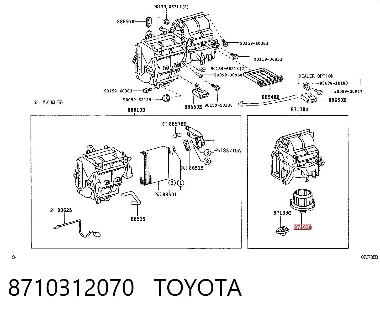 8710312070 Toyota Ventilador de habitáculo