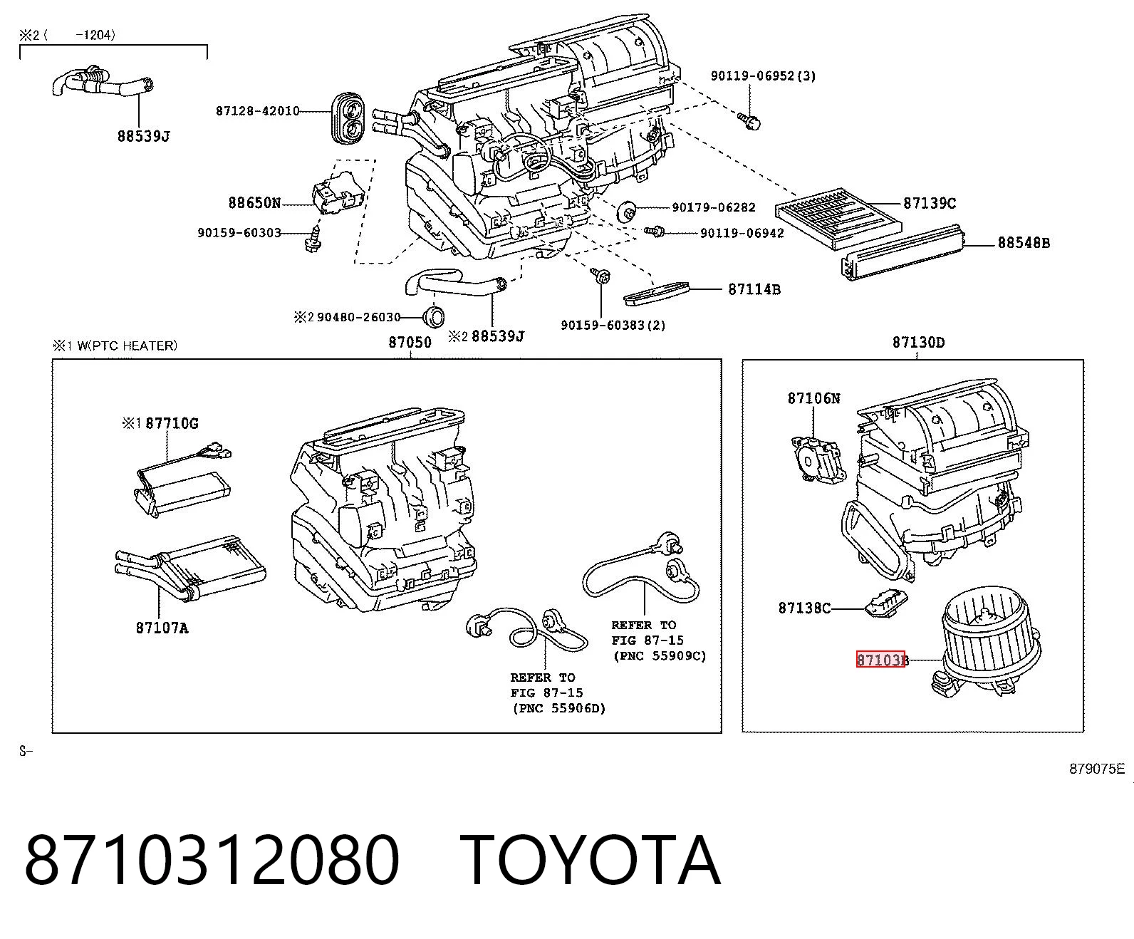 8710312080 Toyota Ventilador de habitáculo