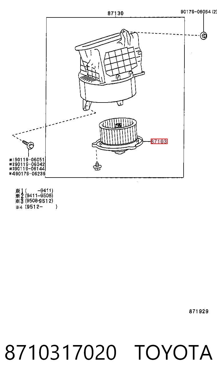 8710317020 Toyota Ventilador de habitáculo