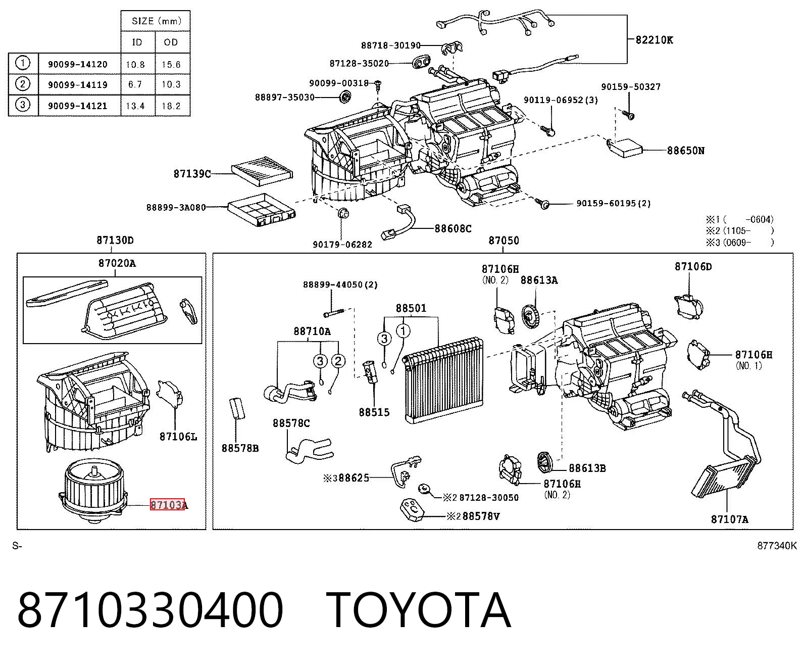 8710330400 Toyota Ventilador de habitáculo
