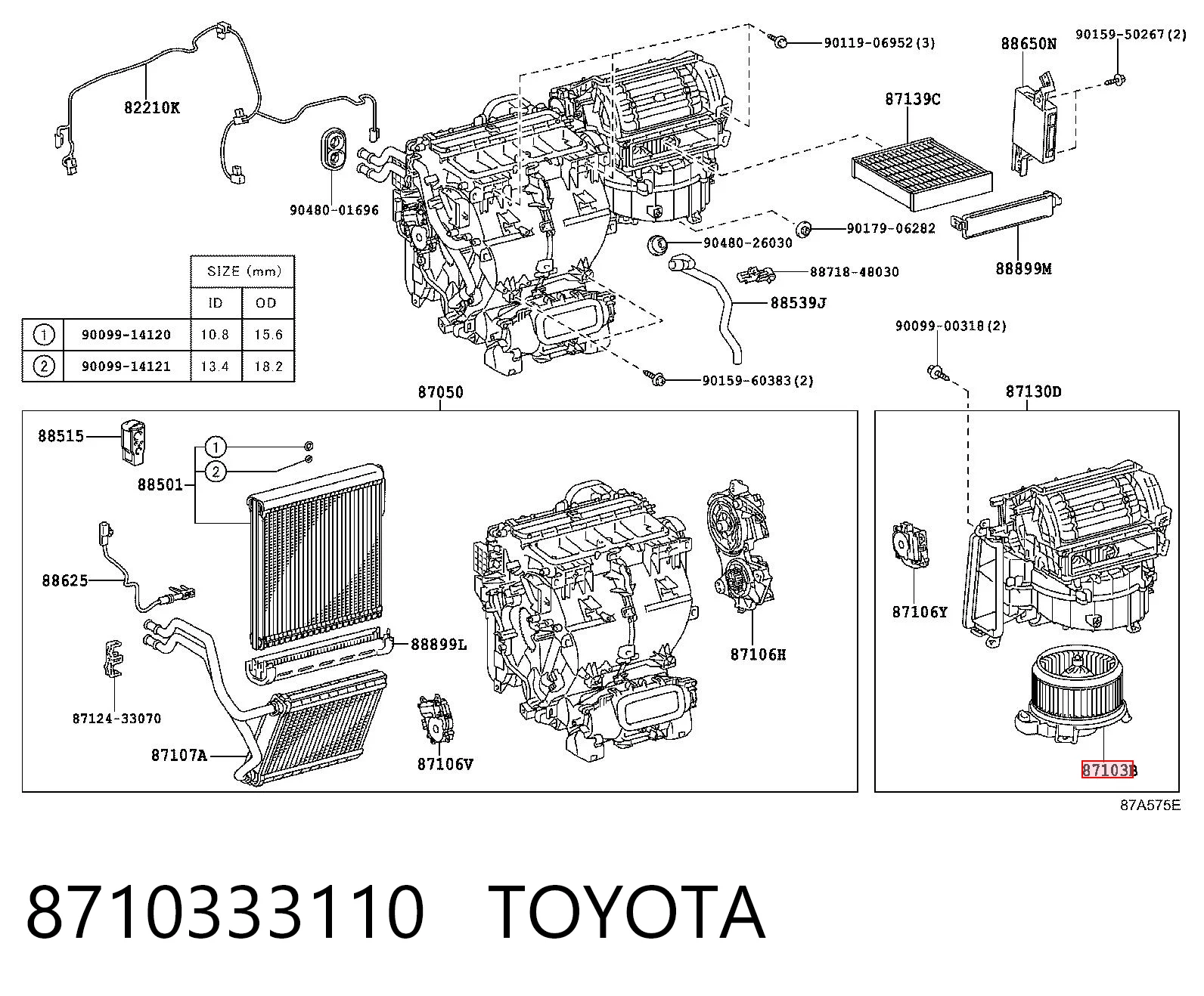 8710333110 Toyota Ventilador de habitáculo