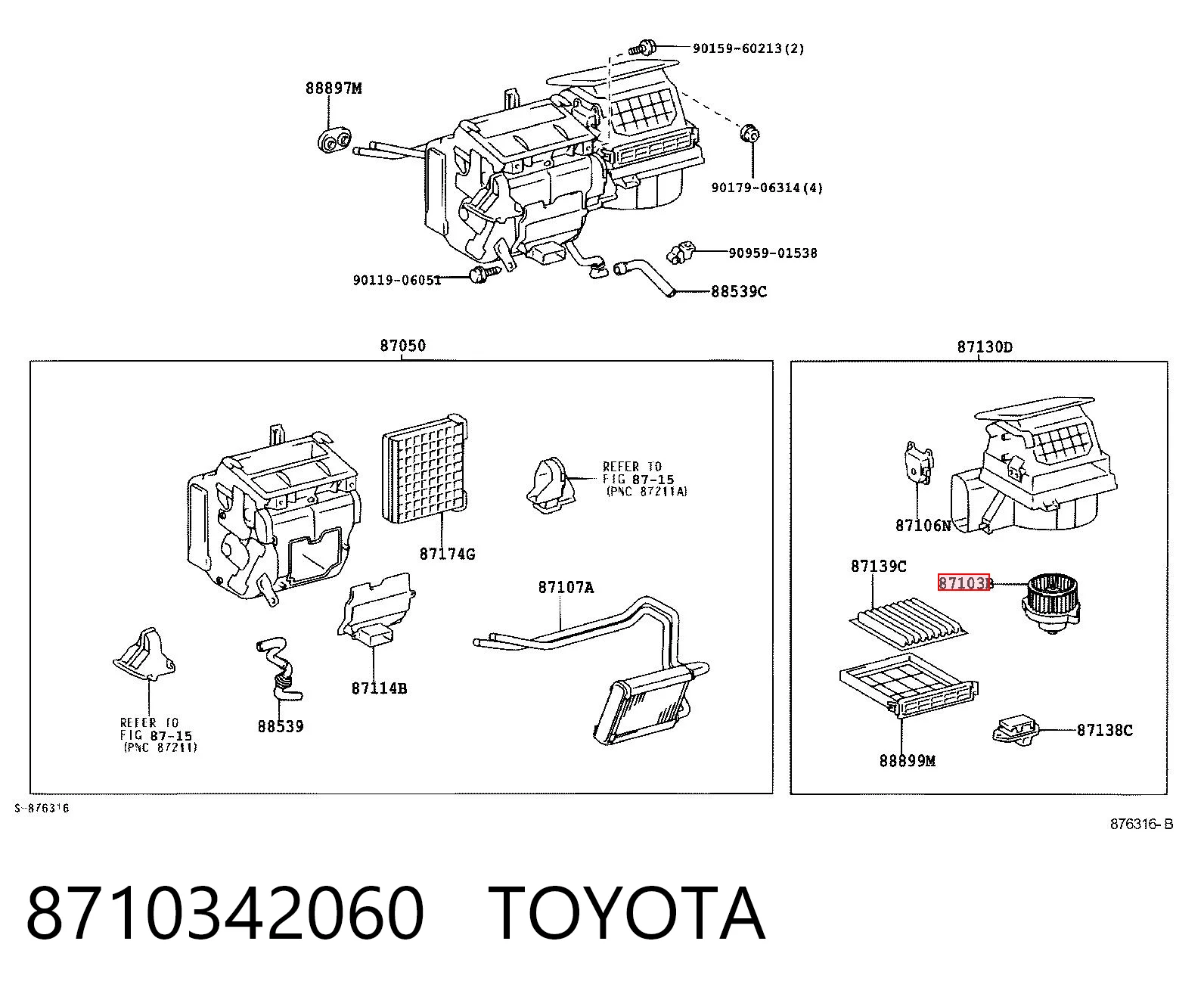 8710342060 Toyota Ventilador de habitáculo