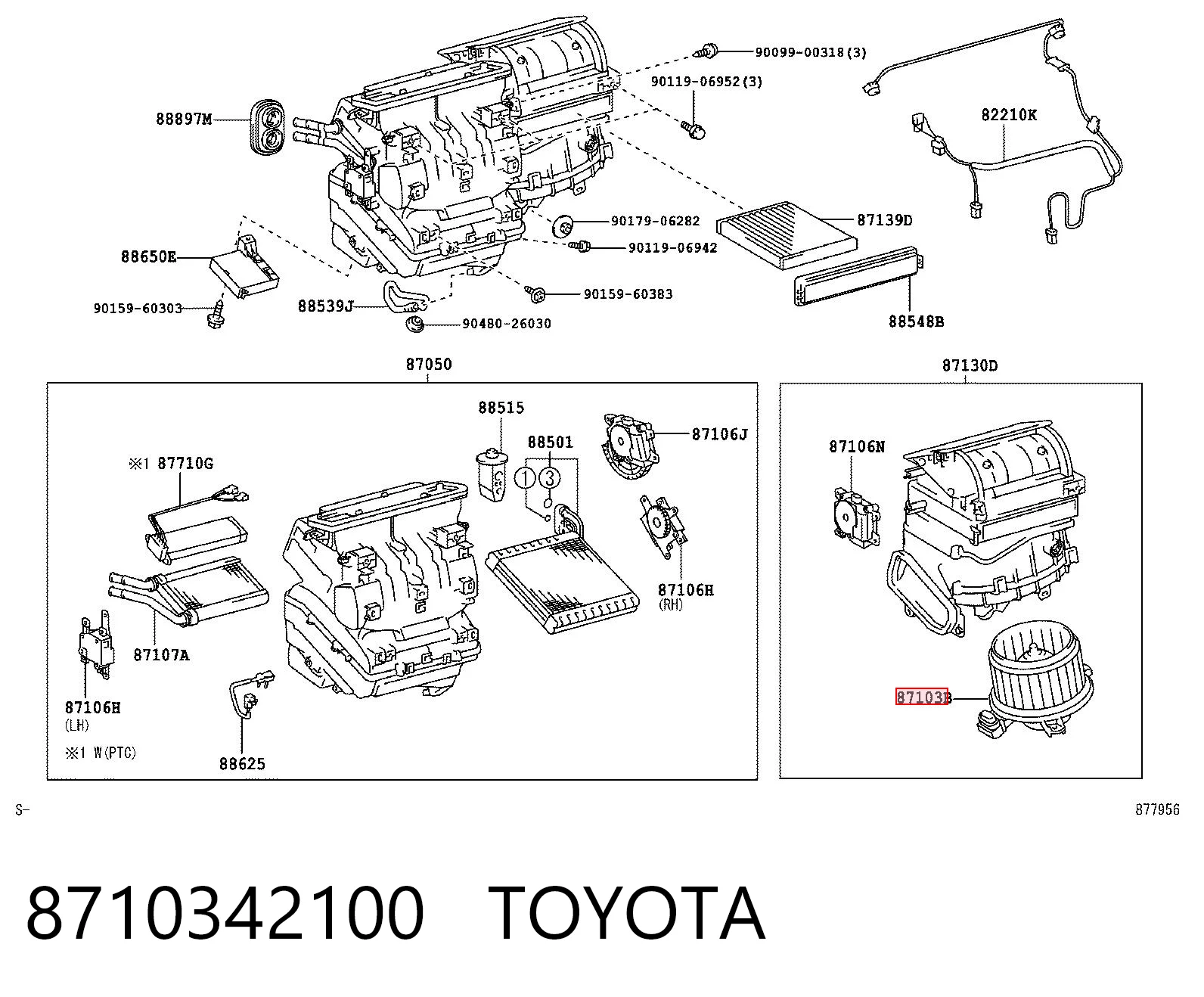 8710342100 Toyota Ventilador de habitáculo