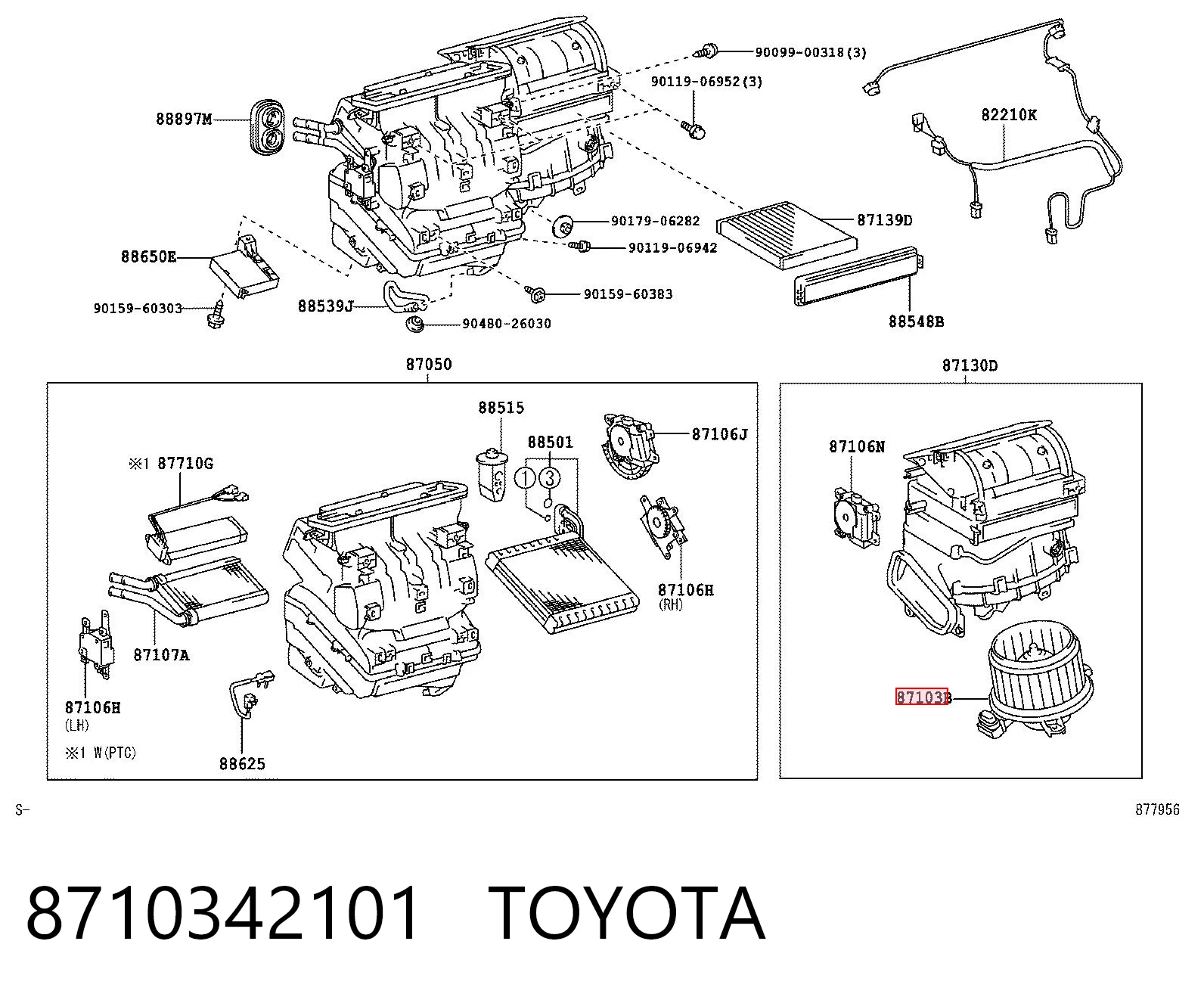 8710342101 Toyota Ventilador de habitáculo